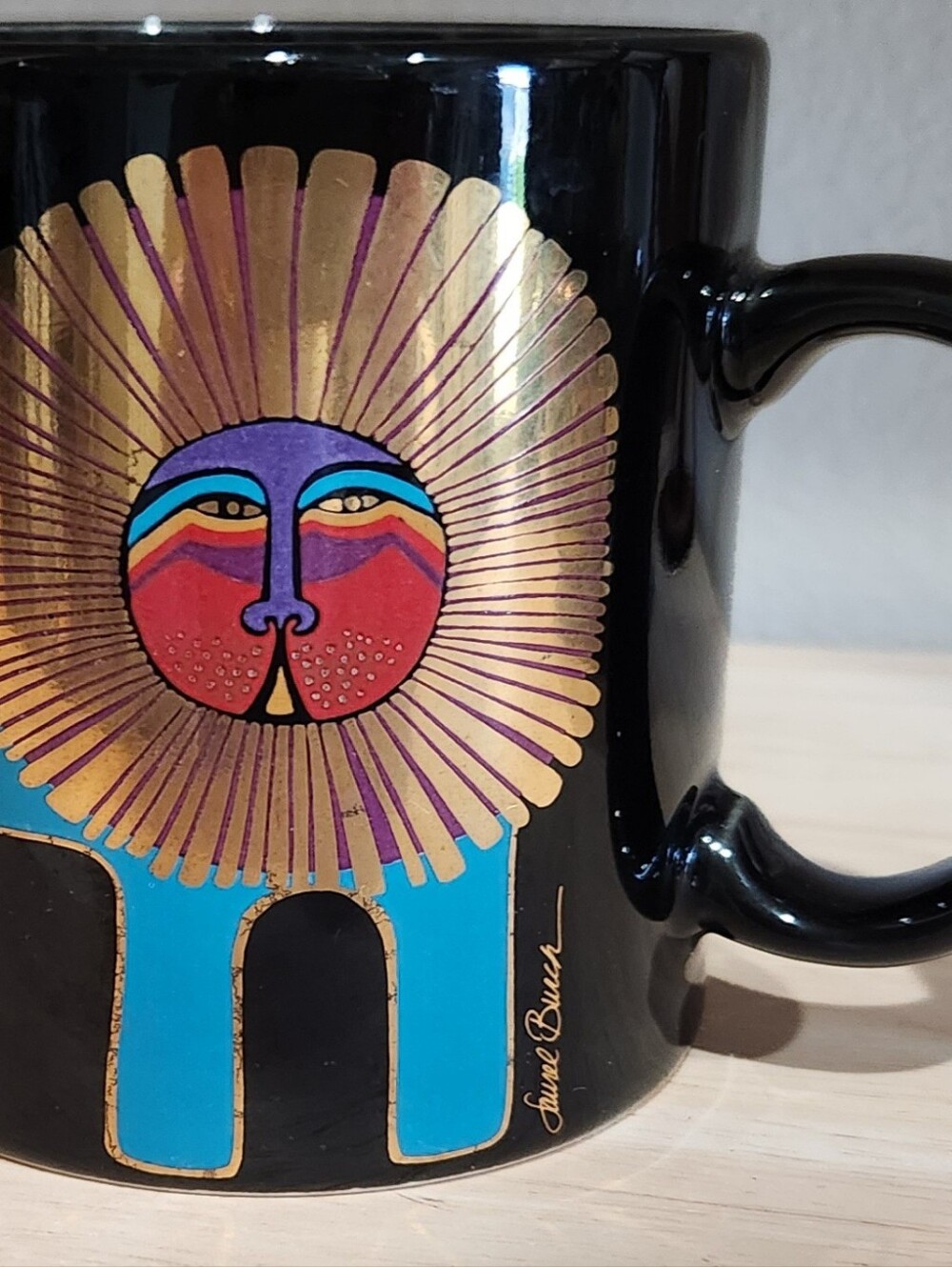 Laurel Burch Black Mug with Gold-Accented Turquoise  Leopard